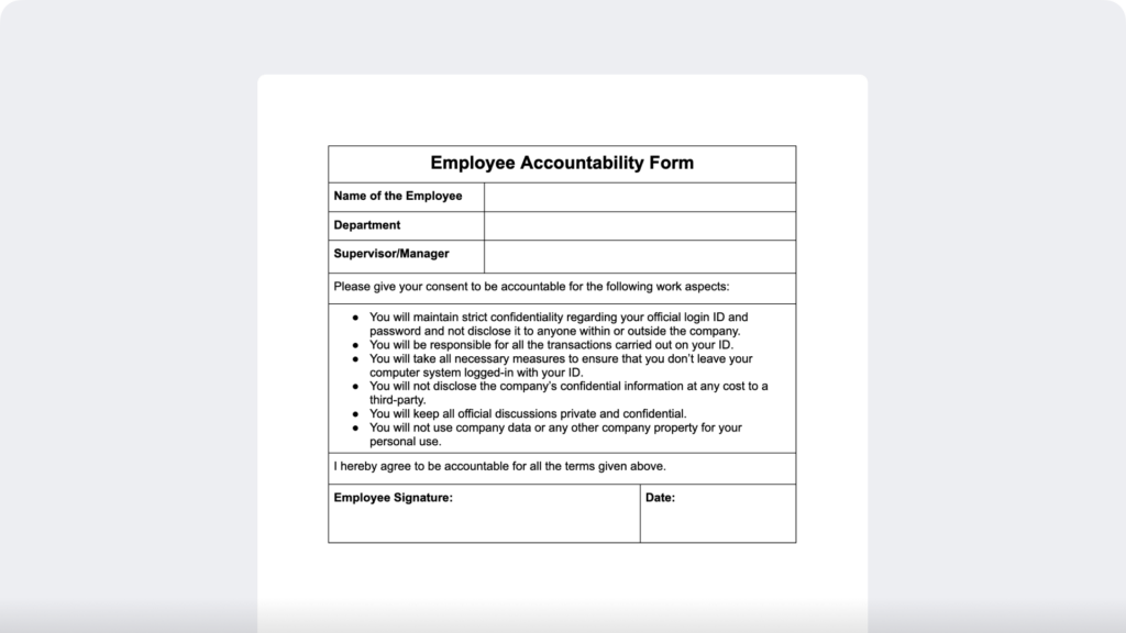 Employee Accountability Form Template