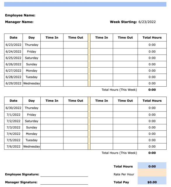 Free timesheet templates for 2023 (excel, PDF, word)