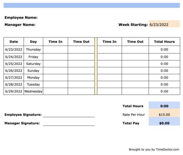 Free timesheet templates for 2023 (excel, PDF, word)