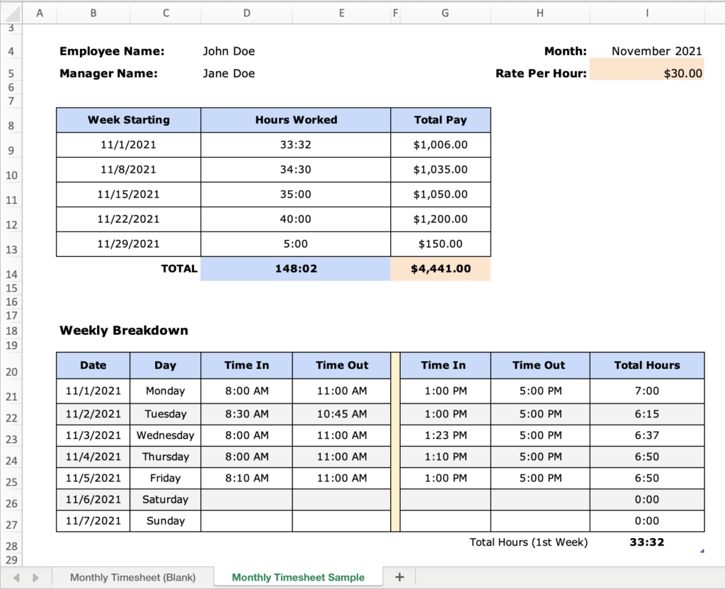 free excel templates for business