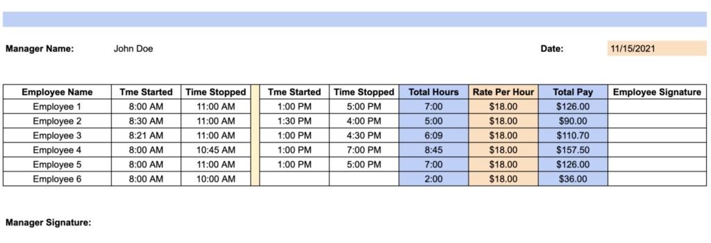 template for timesheet in excel