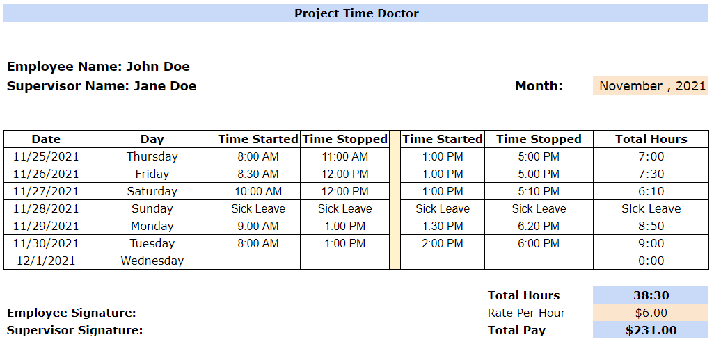 Free project timesheet templates in Excel, Word & PDF formats