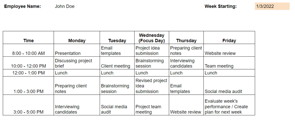 How To Create A Successful Weekly Work Plan tips Templates 