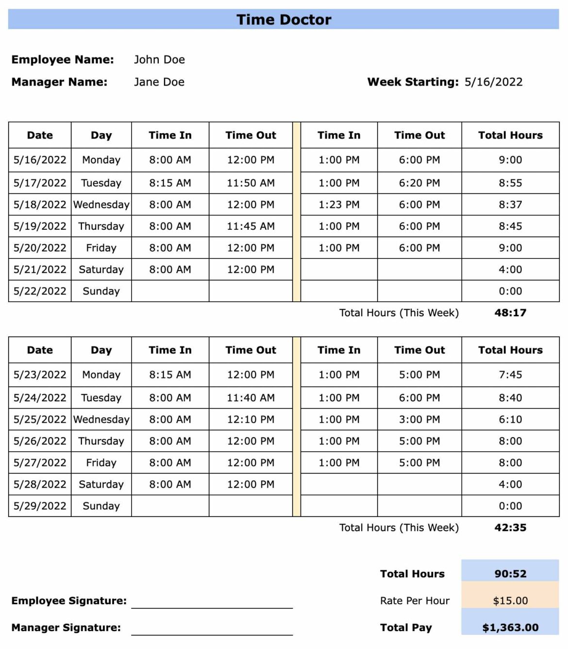 4 free software development timesheet templates