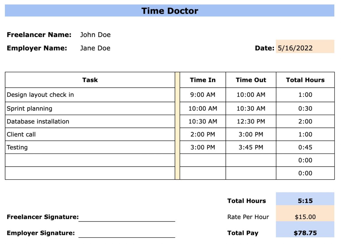 4 free software development timesheet templates